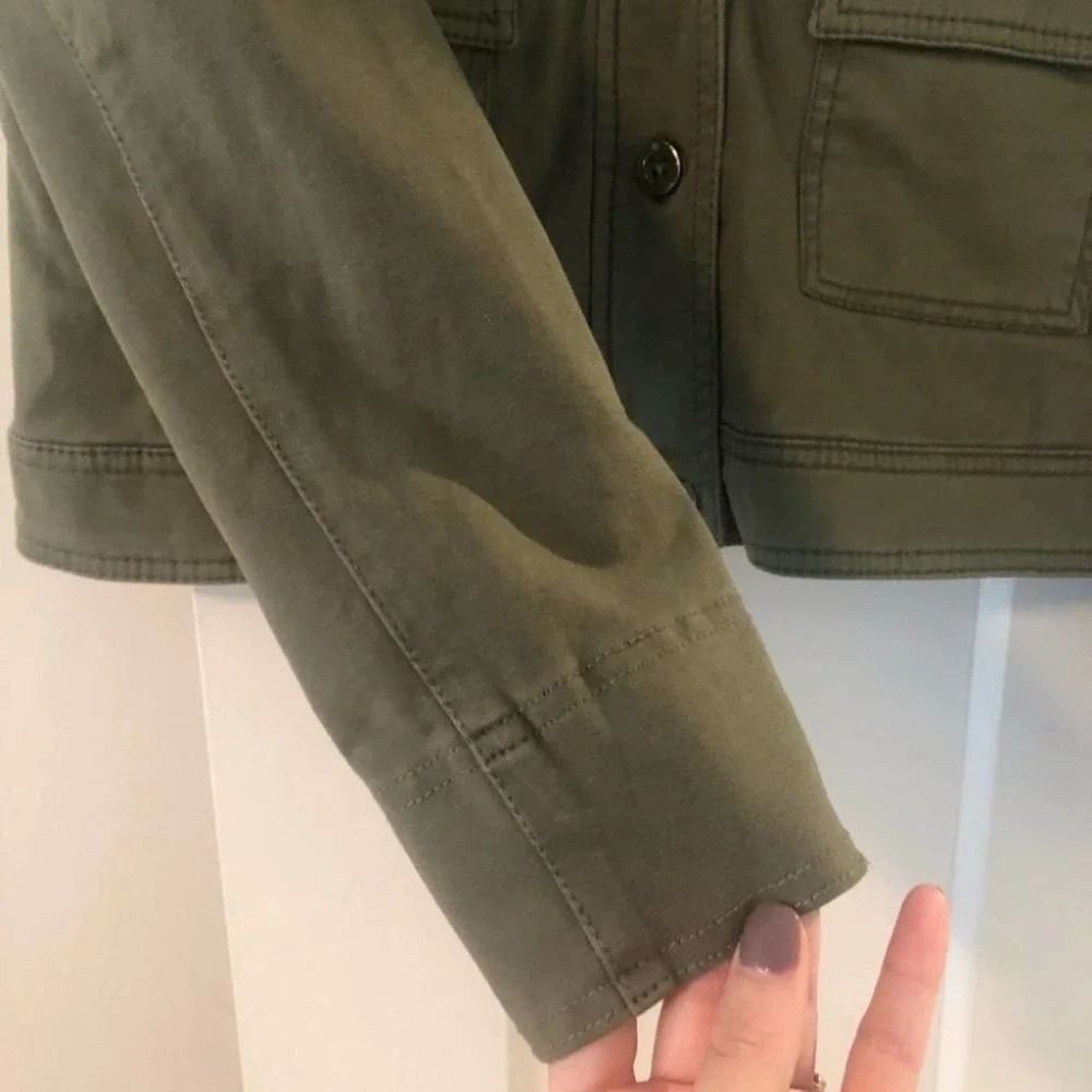 ANTHROPOLOGIE Marrakech Army Green Faux Fur Collared Cadet Jacket Small NEW - Picture 14 of 16